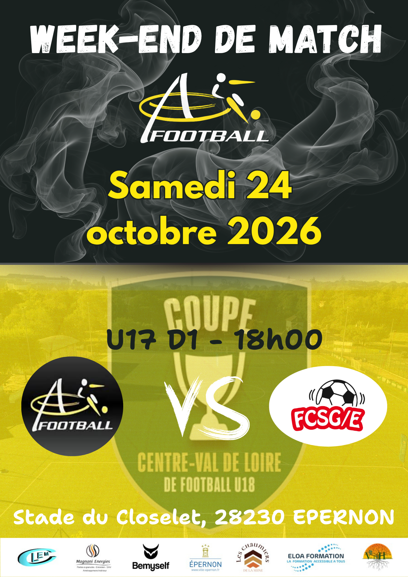 Coupe du Centre U17 D1 : EPERNON vs FCSG/E